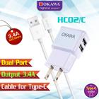 OKAWA ꡪ 2 Port USB 3.4A Ѻ Type-C  HC-02/C