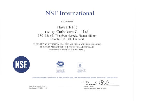NSF 61 Certificate