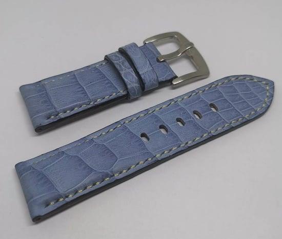 Strap For Panerai Watch. Croco Blue Jeans Color.